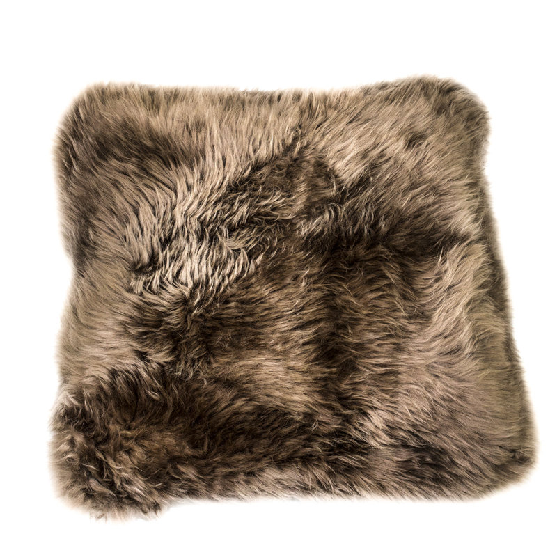 Housse de coussin en fourrure de mouton, Brun