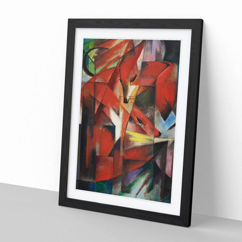 The Foxes Vol.1 by Franz Marc - Picture Frame Painting, 65cm H x 48cm W x 2cm D, Black