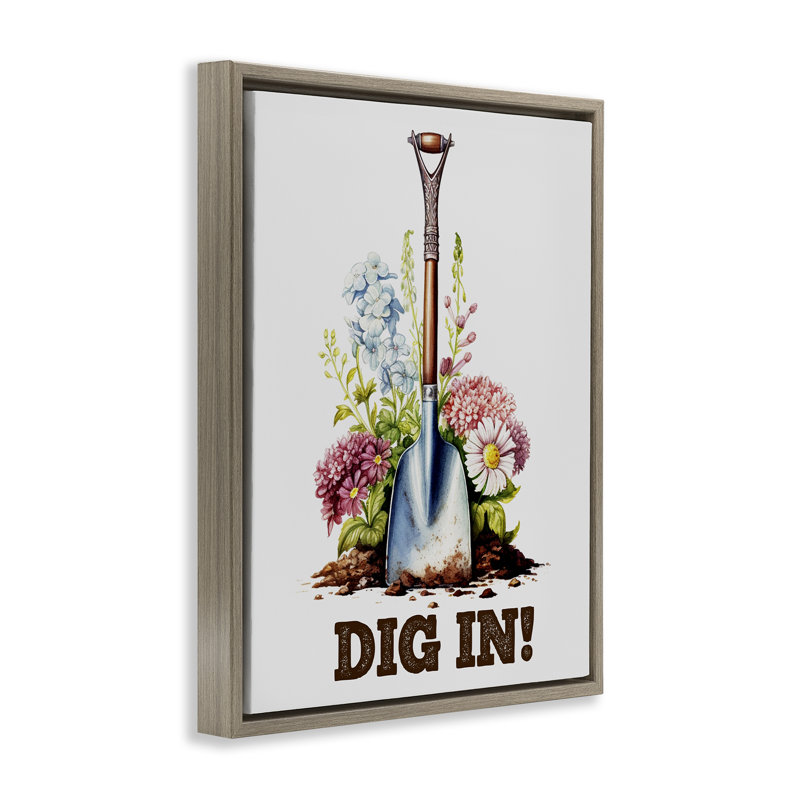  "Dig in Gardening", art mural encadré flottant par Karen Smith, Cadre flottant orme Montalcino, H 21 po x l 17 po