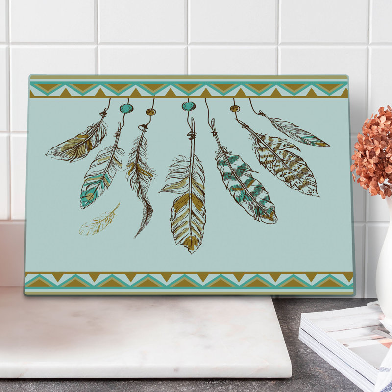 Planche à découper Ambesonne Mystic grande taille style bohème plume vieux brun et menthe