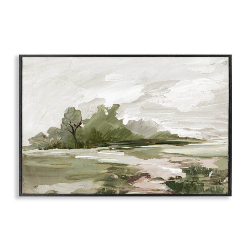 «Countryside with Distant Trees», art de la giclée encadrée par Lera, H 12 po x l 18 po, Giclée encadrée noir minuit