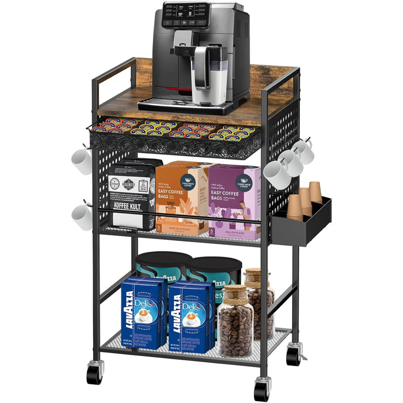 Coffee Cart With Lockable Wheels