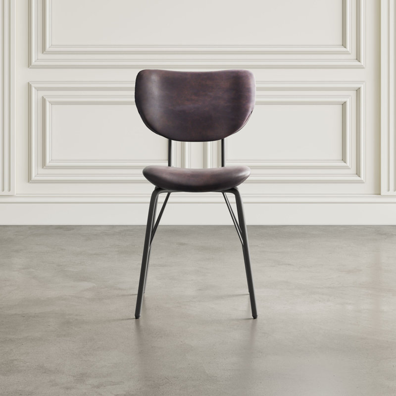 Dawlish 18'' H Faux Leather Upholstered Side Chair, Dark Brown