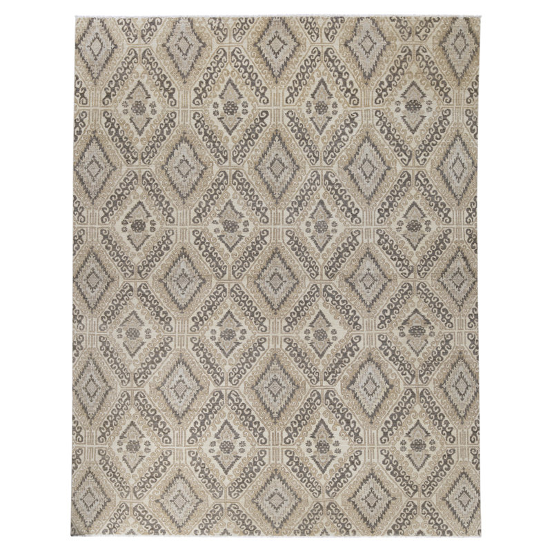 Tapis rectangulaire en laine noué à la main