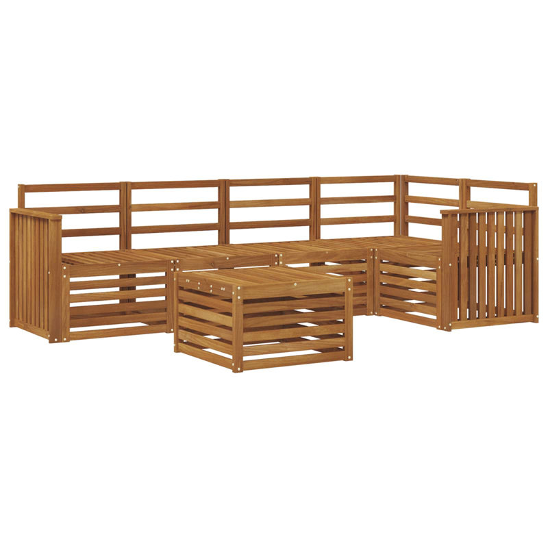  Sofa Sets 6 Pcs Natural Solid Acacia Wood