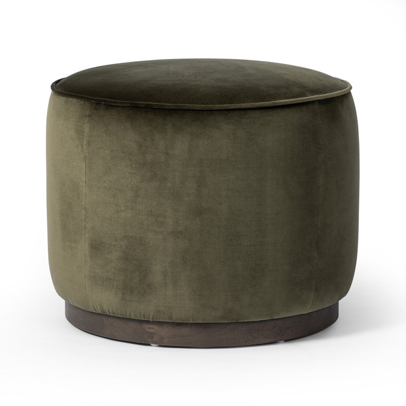Sinclair Round Ottoman, Surrey Olive Cotton Blend