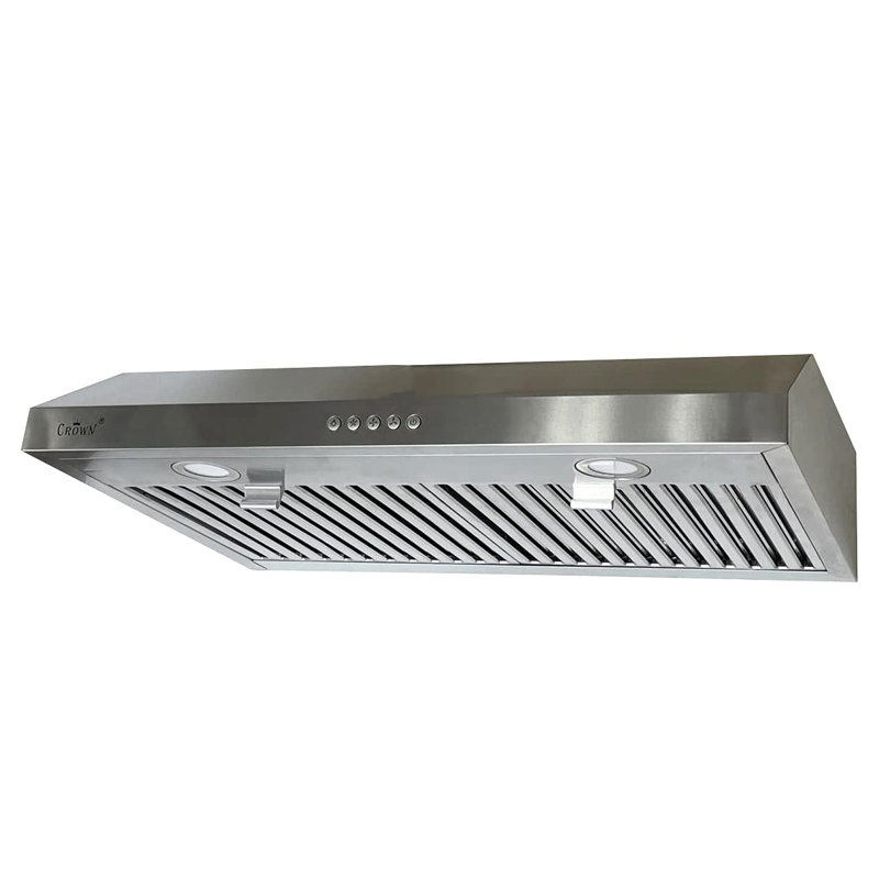 Crown Stainless Steel Under Cabinet Range Hood - 500 CFM Powerful Ventilation for Efficient Cooking - Easy to Install, White Lighting & Quiet Operation - Perfect for Modern Kitchens | PRO-FT10