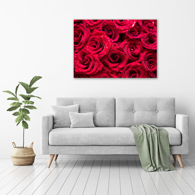 Drops On Roses - No Frame Print on Canvas