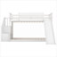 Lit superposé simple en pin massif au fini blanc avec glissière convertible et escalier, pour un usage résidentiel dans une petite pièce, style à rayures verticales modernes