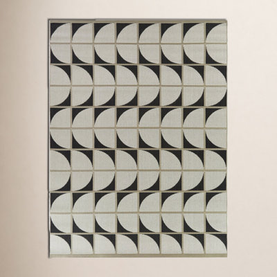 Charcoal Geometric Indoor Outdoor Rug