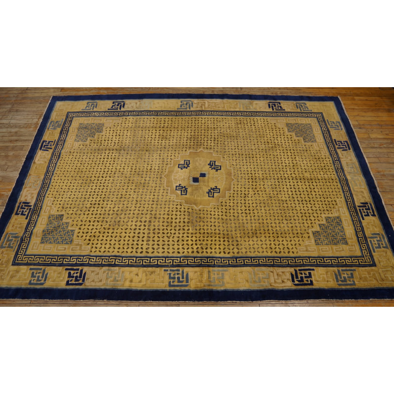 Antique Chinese - Ningxia Chinese Medallion Knotted Rug