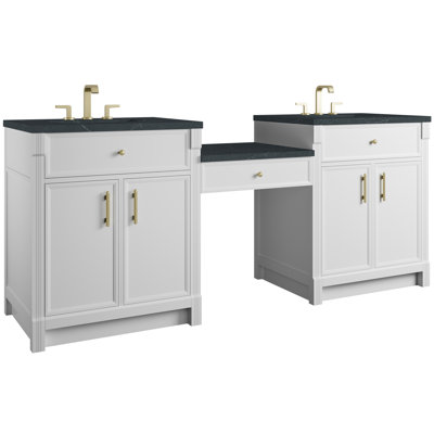 Bellshire 84" W Dual Vanity Set with 24" Make-Up Counter