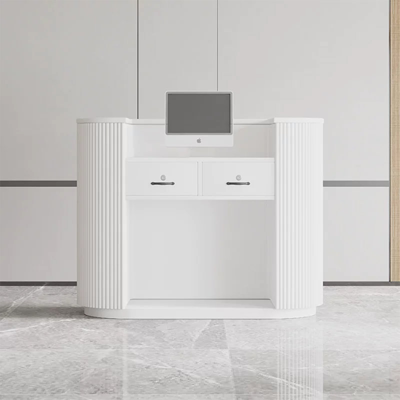 Bureau de réception contemporain en bois manufacturé ovale, 39.37"H*47.24"L*19.69"W