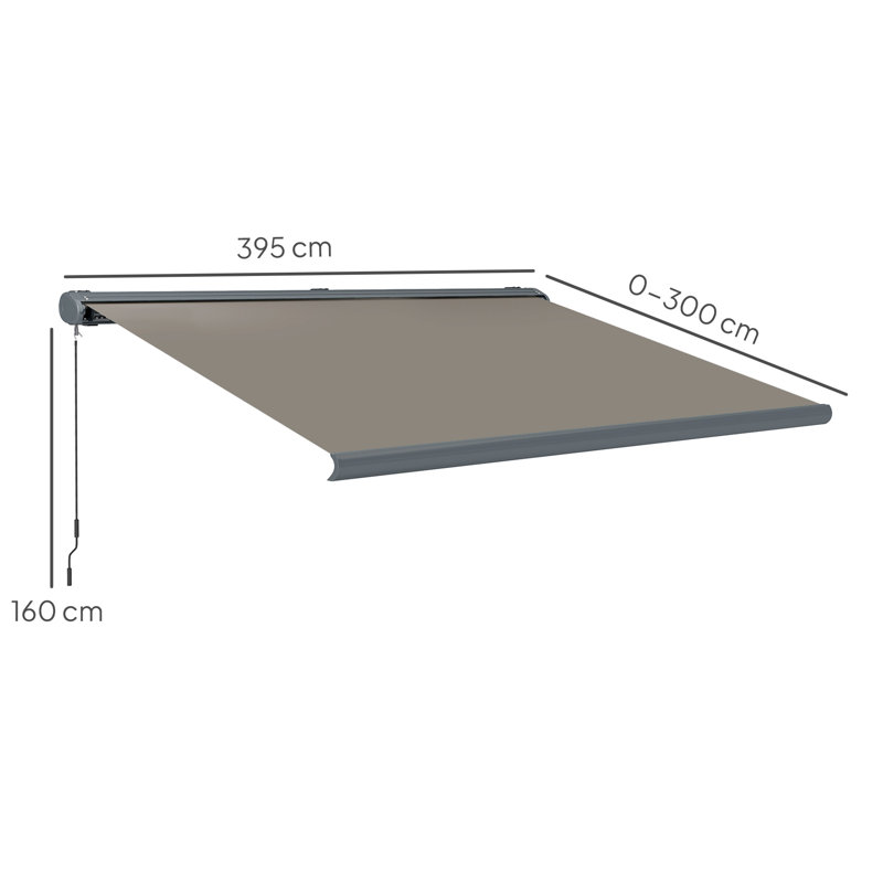 Outsunny 395cm W x 300cm D Polyester Cover Motorised Retractable Patio Awning