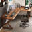 Nut-brown L-Shaped Solid Wood writing desk-118614646