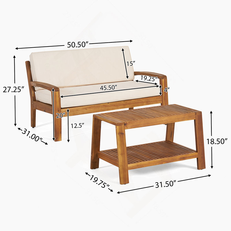 ensemble causeuse et table basse d'extérieur, Beige