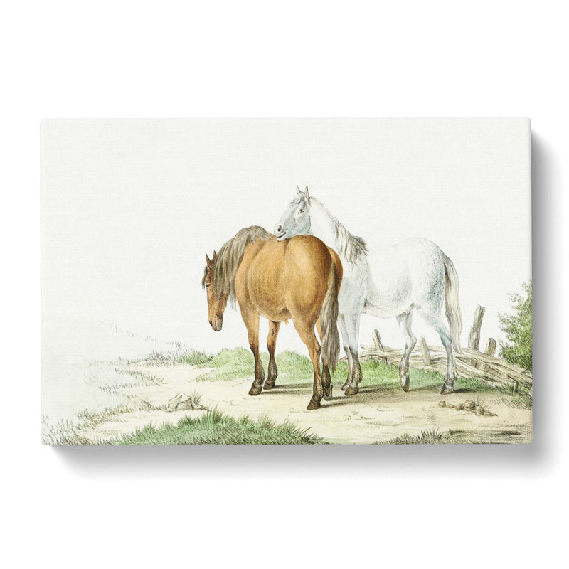 Two Horses by Jean Bernard - Wrapped Canvas Painting, 35cm H x 50cm W x 3cm D