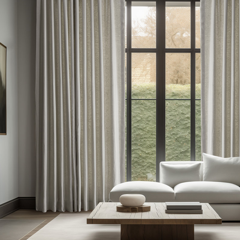 Briella French Linen Room Darkening Curtain, Fresh Khaki, 50" W x 84" L