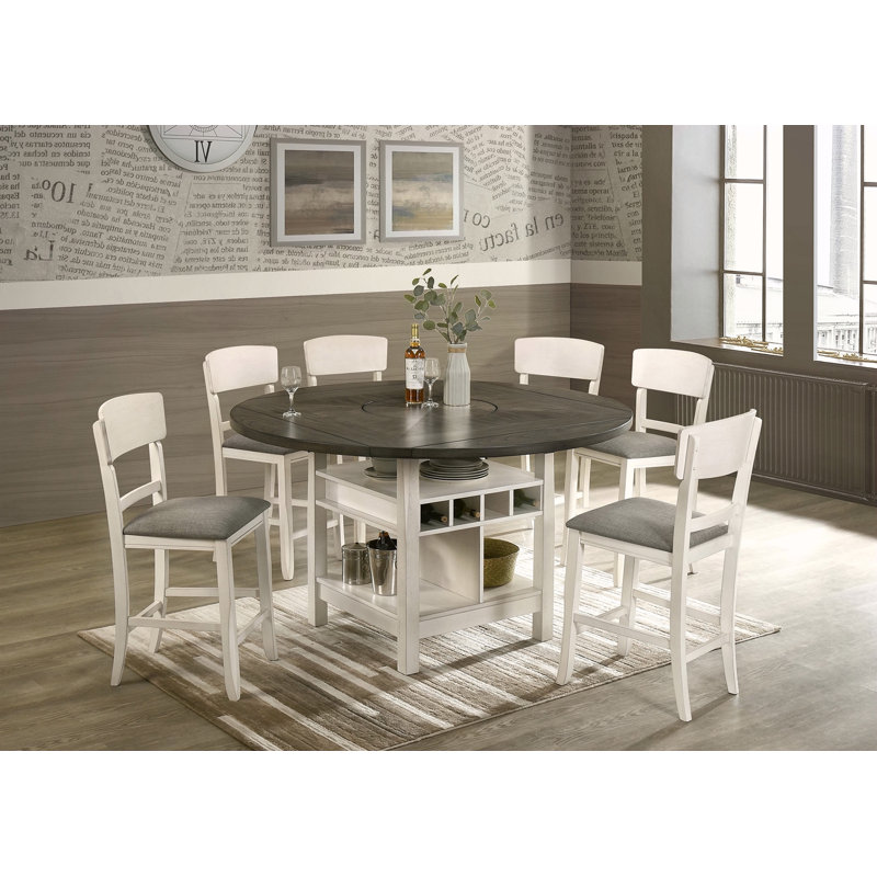 Mobilier de salle à manger 2 pièces, Blanc, Gris foncé
