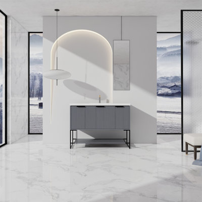 Meuble-lavabo autoportant de 48 pouces avec lavabo en résine