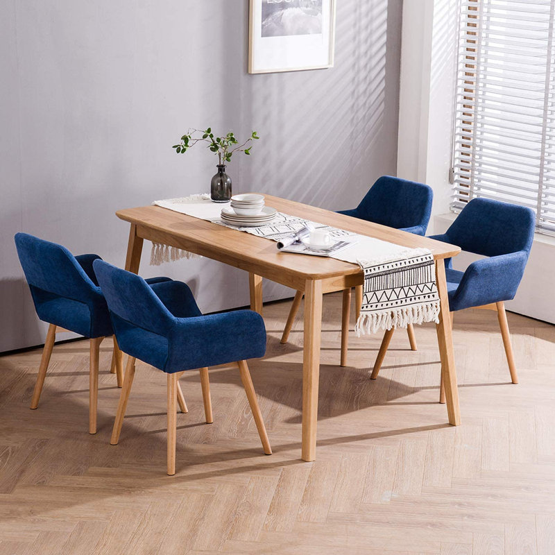 Chaise avec accoudoirs rembourrée Philodendron, Bleu