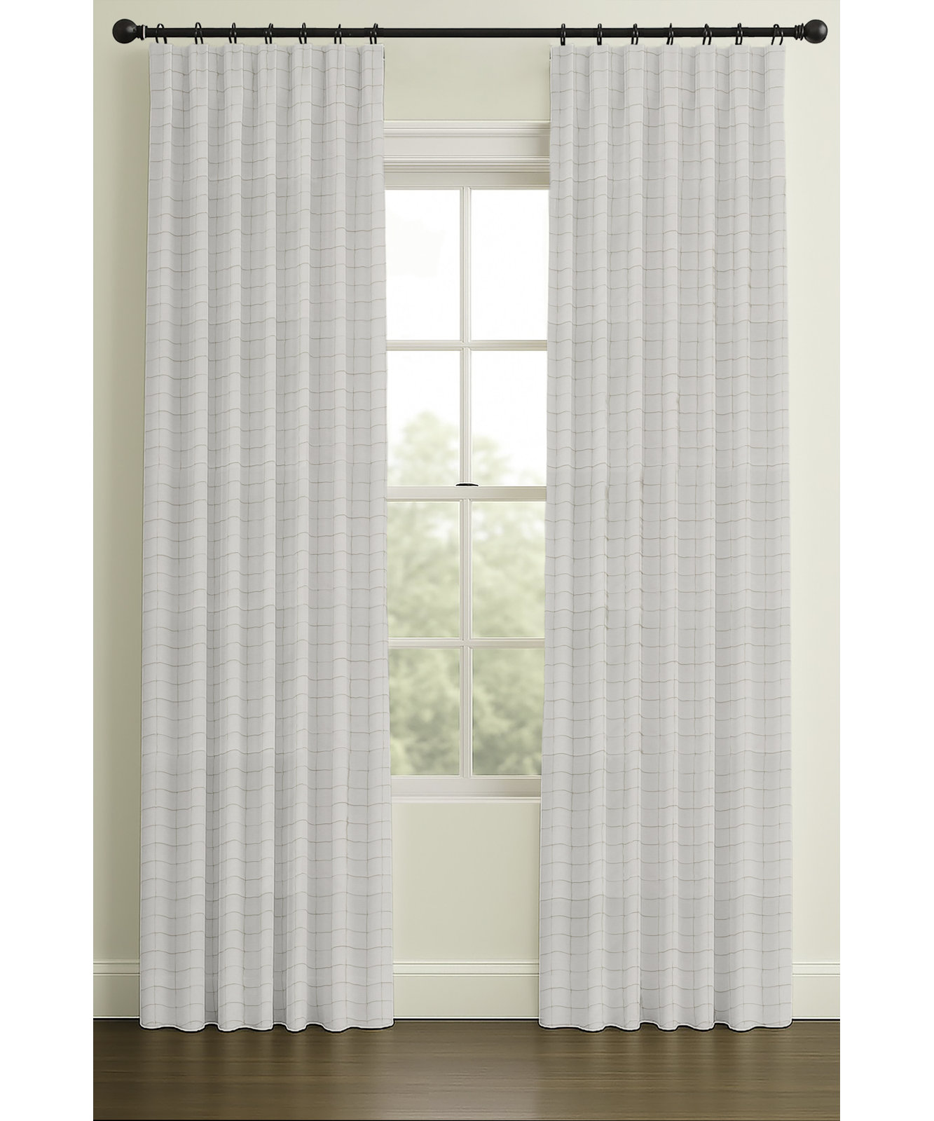 Ellora Embroidered Cotton Curtain in White, 50" W x 84" L, Blackout, Rod Pocket