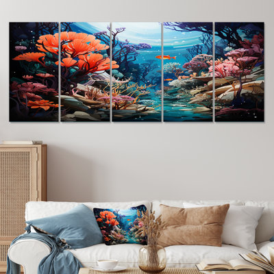 Ensemble d'art mural 5 pièces Coral Reefs Of Cozumel I - Coastal Coral Under Water