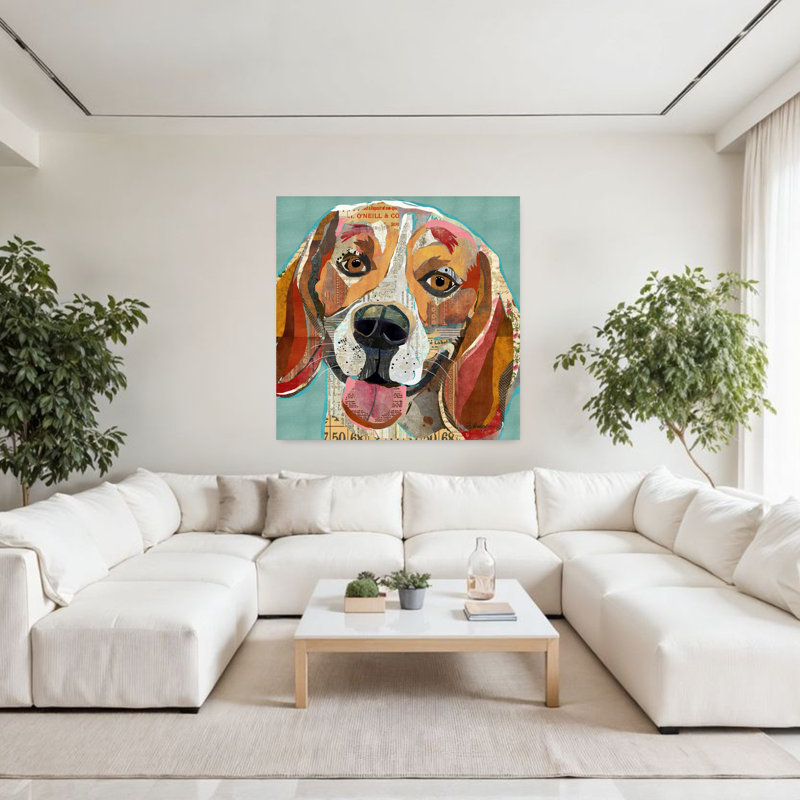 Beagle, art contemporain pour chien, H 48 po x l 48 po