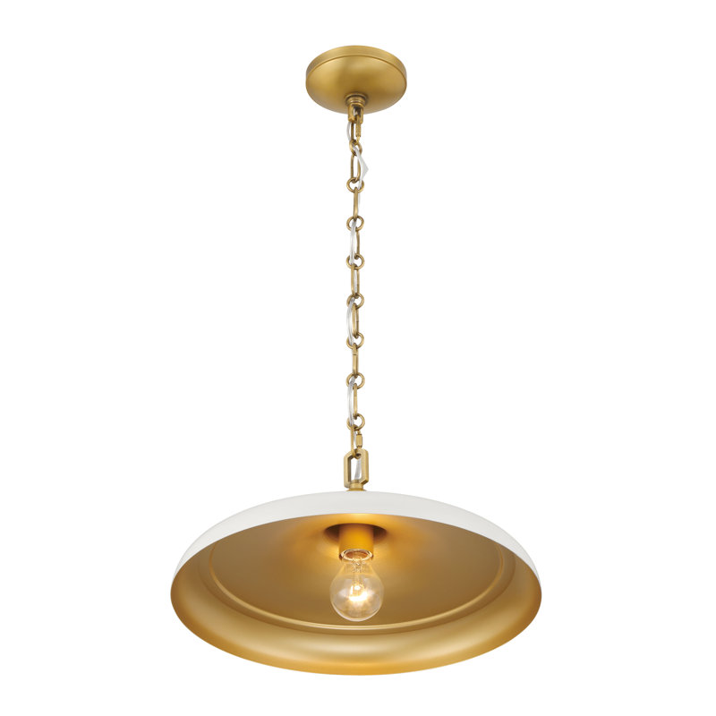 1 LIGHT PENDANT, Legacy Brass/Off White Cream