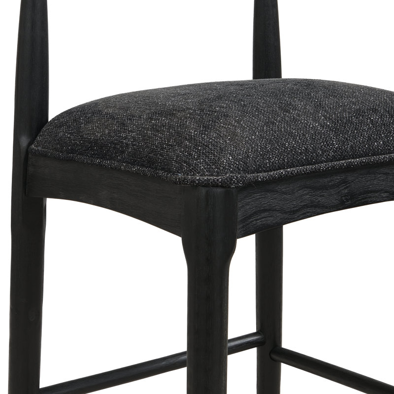 Tabouret de bar en tissu noir (ensemble de 2), Noir, noir, noir, noir, Noir, noir, noir, noir