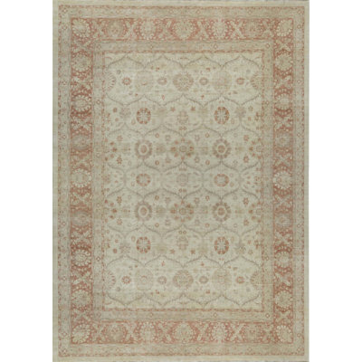 Wool Oriental Area Rug in Beige/Rust