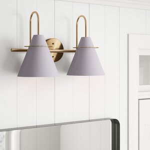 Salem 2-Light Dimmable Brass/Gray Vanity Light