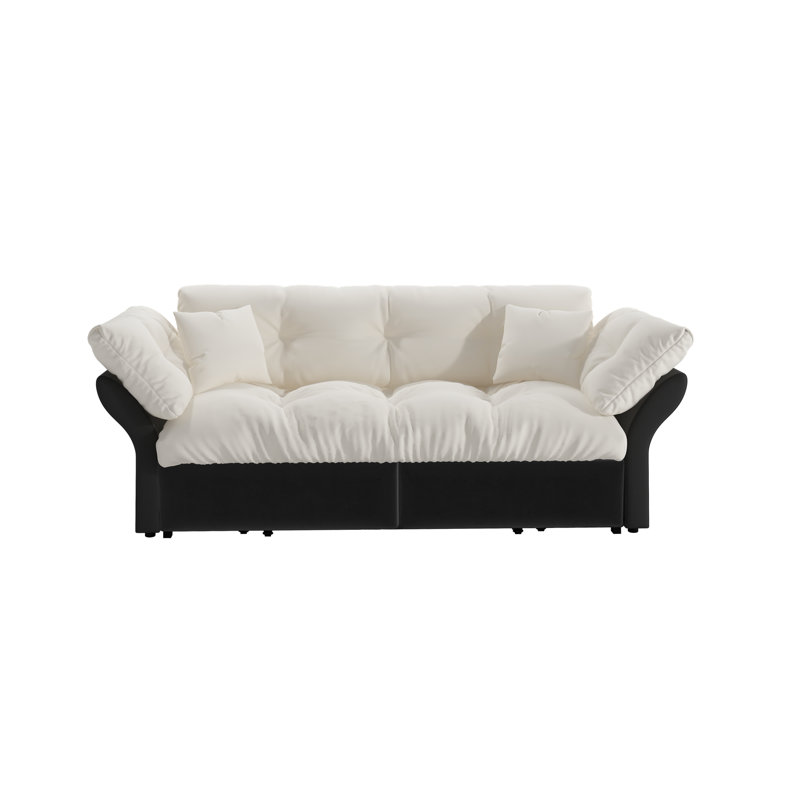 Canapé-lit convertible en velours 74,8 po, Beige