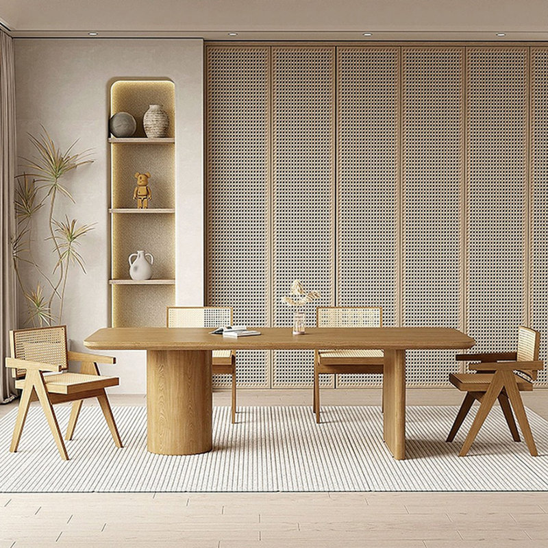 Modern Burlywood Rectangular Solid Wood Dining Table, 98.43