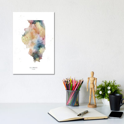 Illinois State Watercolor 1 Piece Wrapped Canvas Wall Art