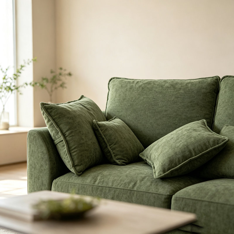 Canapé modulaire en U Green Cloud, 4 places + 2 repose-pieds, Vert