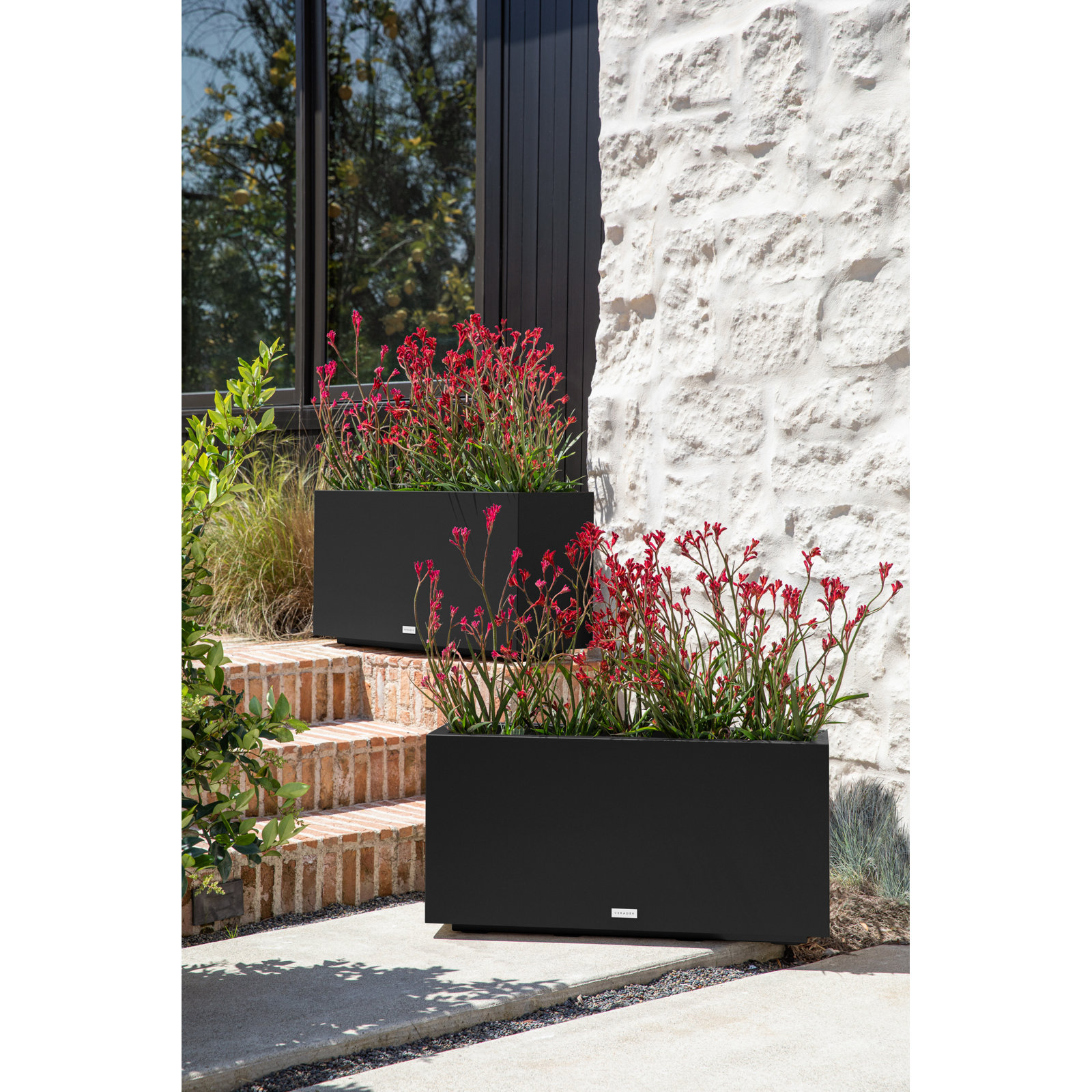 Block Series Long Box Planter, 16” H x 32” W x 10” D, Black