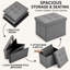 Pouf de rangement pliable en lin de 41,4 cm avec couvercle à plateau réversible pour salon-1994081460