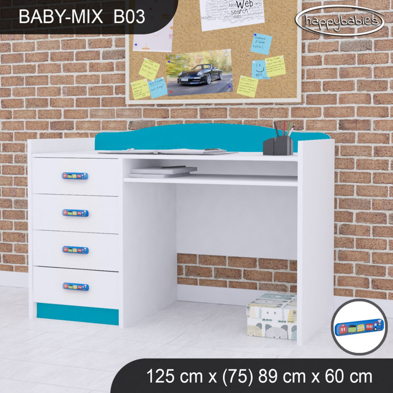125cm Computer Desk, Blue
