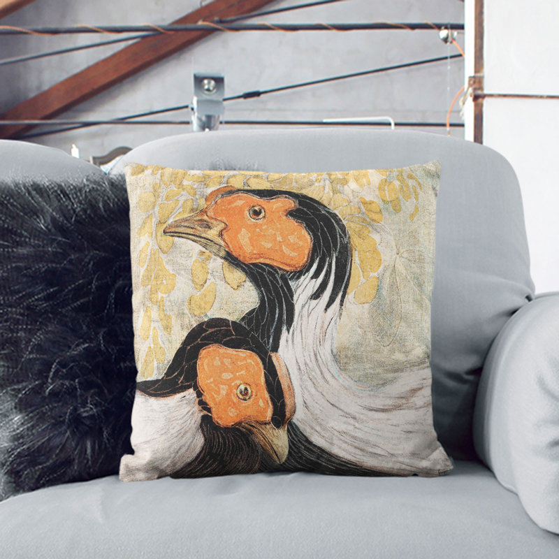 Two Pheasants Square Throw Cushion, 40cm H x 40cm W x 15cm D
