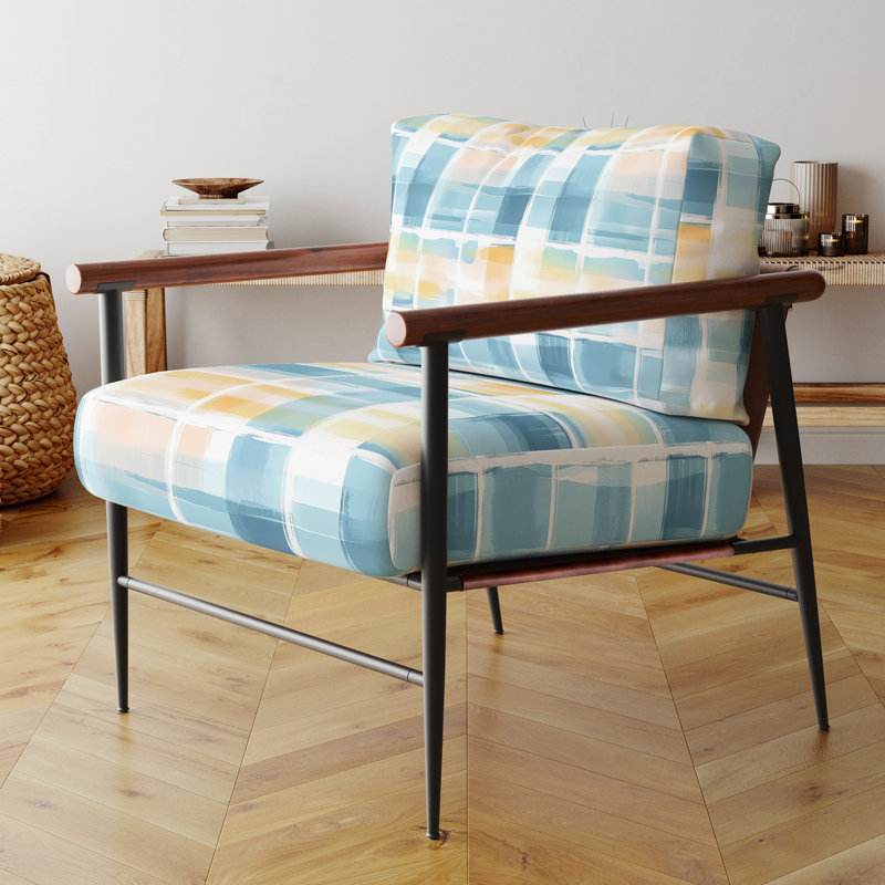 Chaise rembourrée Modern, Bras ronds bruns