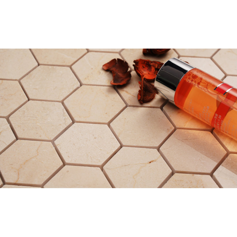 Carreau de mosaïque en nid d'abeille pour mur et plancher 2 po x 2 po Nero Marquina, Beige