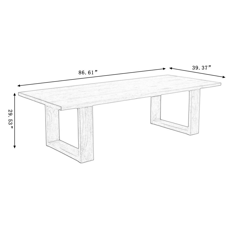 Nut-Brown Rectangular Solid Wood Dining Table, 29.53"H x 86.61"L x 39.37"W