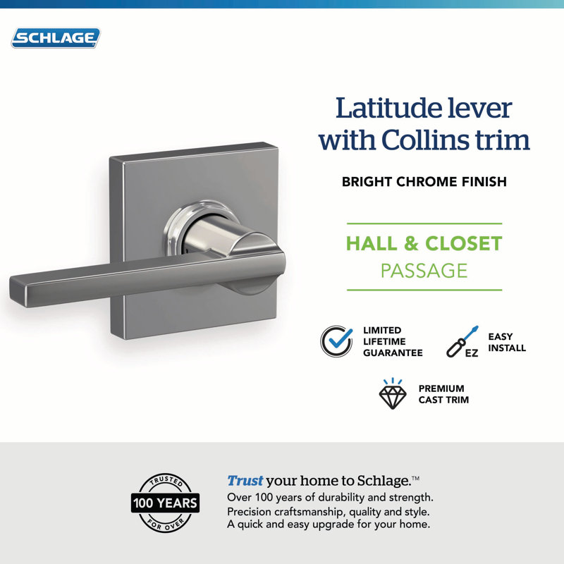 Latitude Passage Leverset with Collins Rosette, Bright Chrome