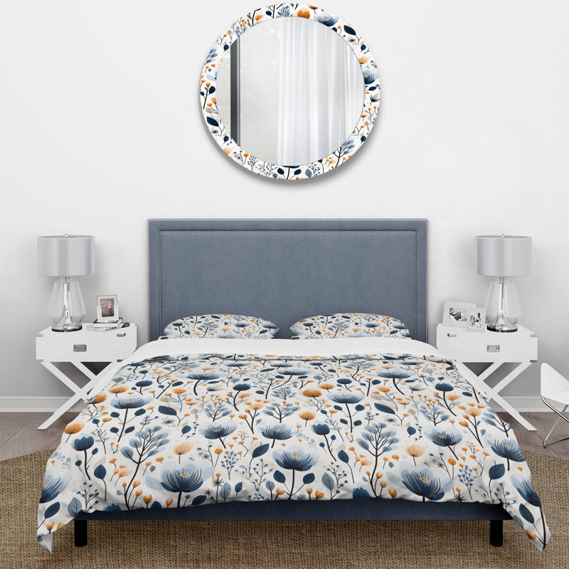 Cottage Blue And White Floral Bloom Pattern - Ensemble de housse de couette à motif floral
