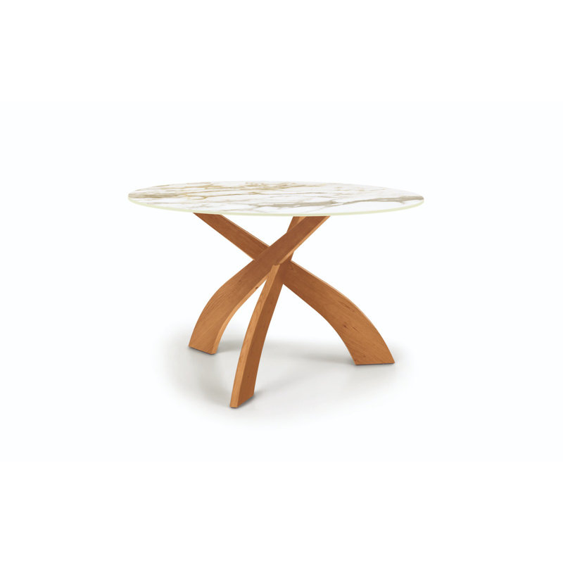 Entwine Round Dining Table, 30"H x 48"L x 48"W, Natural Cherry, White