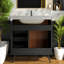 Meuble-lavabo moderne avec lavabo en céramique et rangement en faux marbre