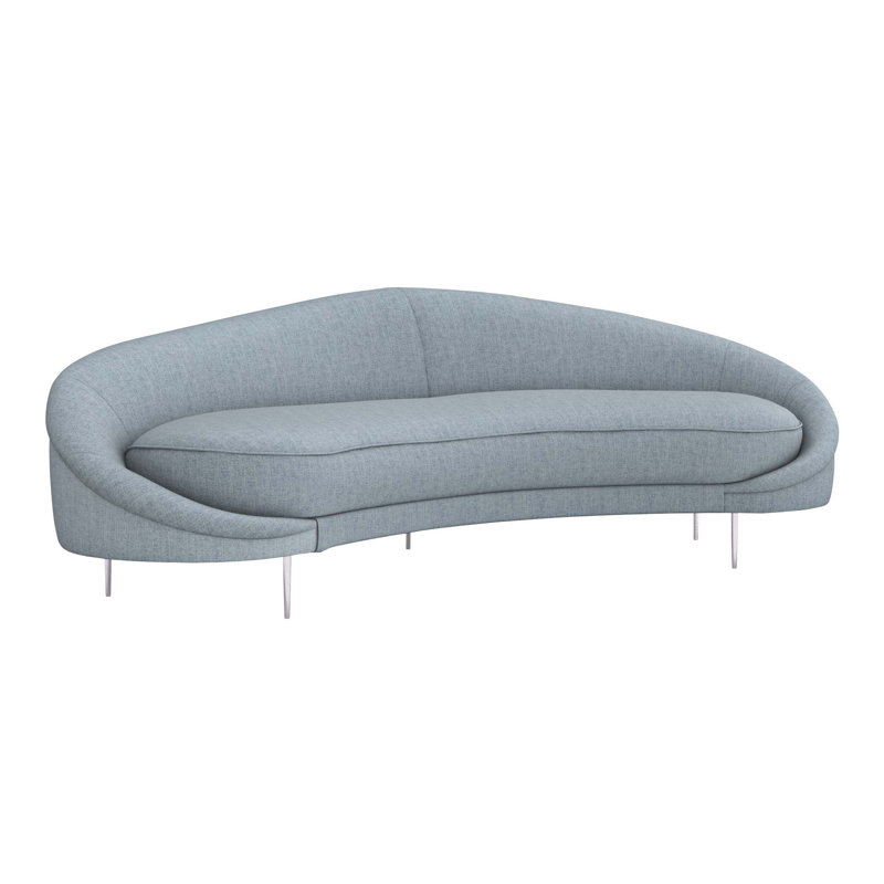 Canapé droit Ava, Chenille des marais, Nickel poli