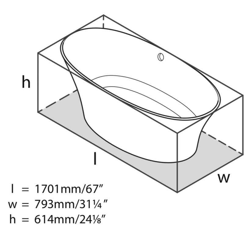 Ionian 67" x 31-1/4" Freestanding Soaking Bathtub in Volcanic Limestone with Overflow Hole, Englishcast White