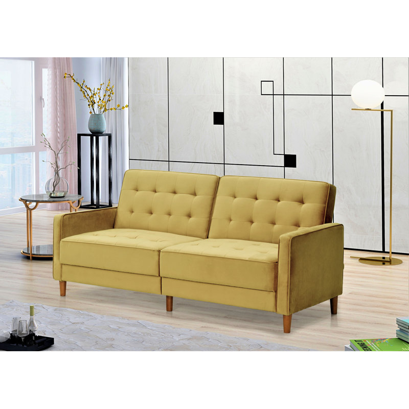 Stetson Upholstered 80'' Sofa, Vivid Yellow